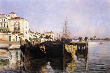 View of Impressionist seascape John Henry Twachtman Venice Oil Paintings